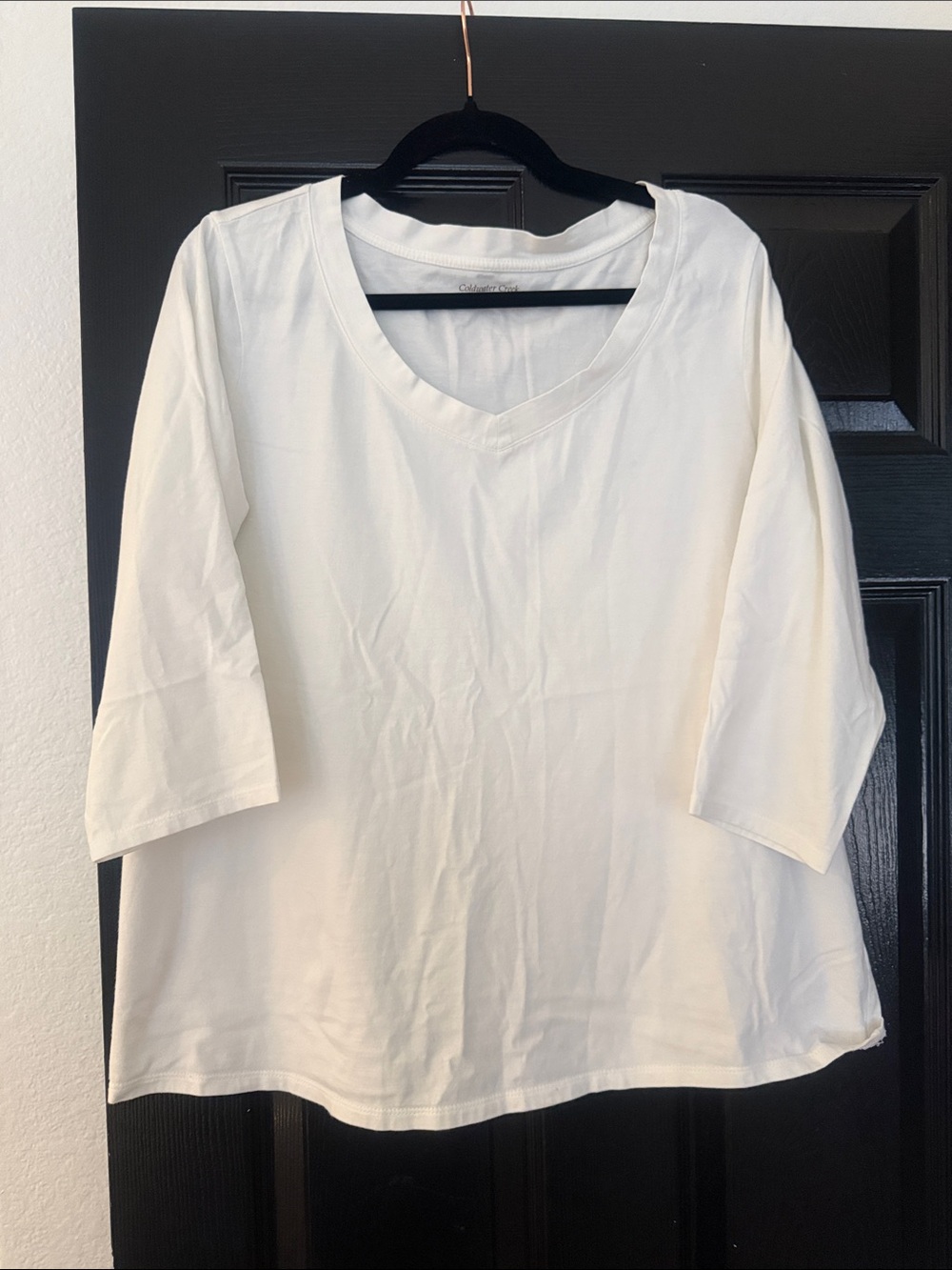 Coldwater CreekClassic Women's V-Neck 3/4 Sleeve Top - White
